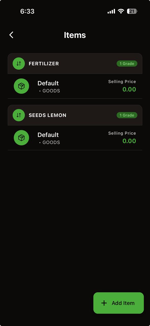Inventory stock screen